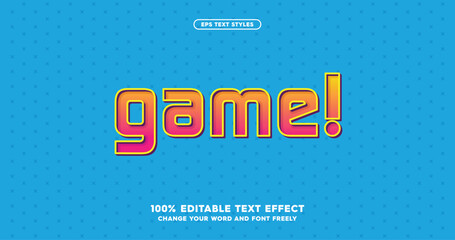 Game: Bold and playful text effect featuring vibrant yellow and pink hues with striking shadow accents. Ideal for gaming visuals, content, product labels, and eye-catching designs. Fully editable vect