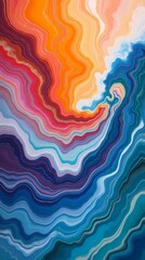 Obraz premium Abstract marble acrylic paint painted waves saturated colors rainbow swirls