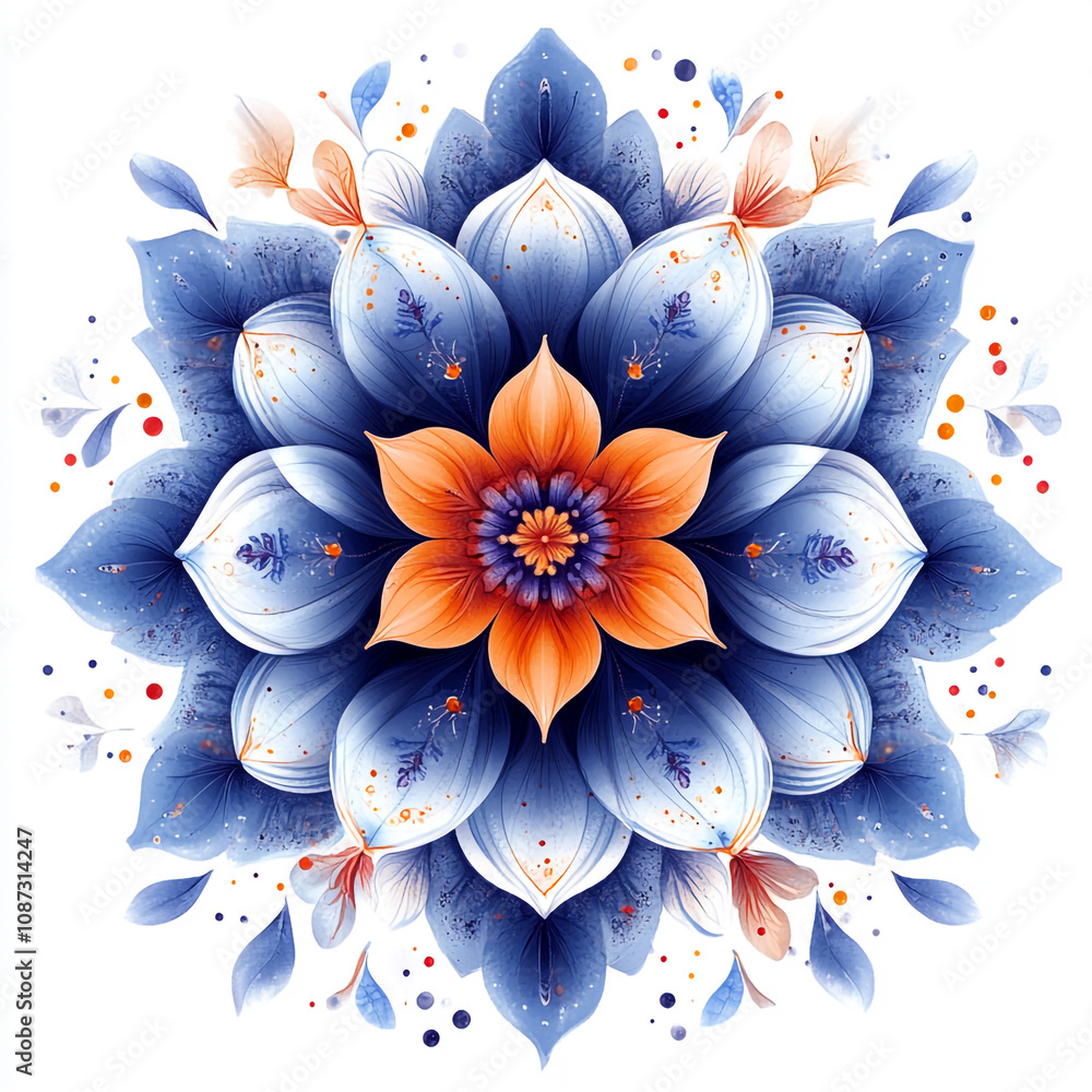 Fototapete mandala fractal design element with flower pattern isolated on white background