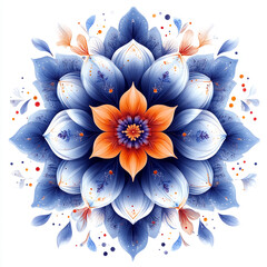 Mandala fractal design element with flower pattern isolated on white background