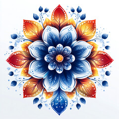 Mandala fractal design element with flower pattern isolated on white background