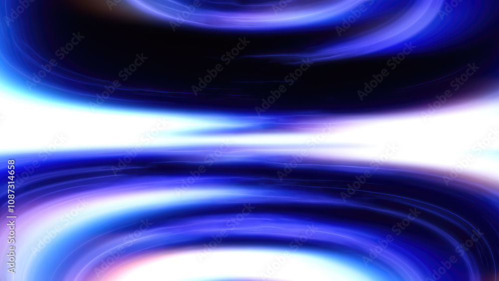 Poster abstract blue and white horizontal lines creating a futuristic, digital flow effect
