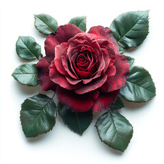 Red and Pink rose with water drops isolated on white background