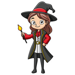 Cute little magician girl cartoon