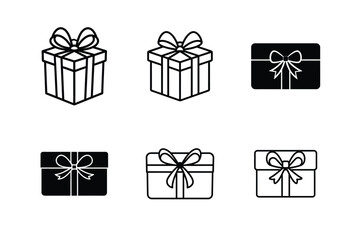 Gift Box Icon Vector Set - Elegant and Festive Present Designs with Ribbons, Minimalist Holiday Art