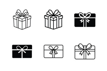 Gift Box Icon Vector Set - Elegant and Festive Present Designs with Ribbons, Minimalist Holiday Art