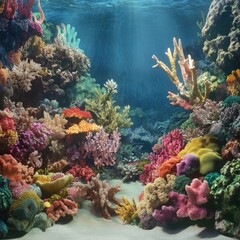 Naklejka premium Vibrant Underwater Coral Reef Ecosystem