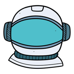 Hand drawn cartoon astronaut helmet on white background.