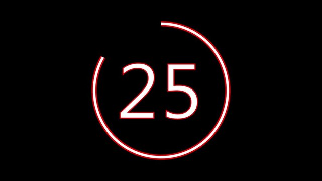 Digital countdown clock timer in 30 seconds to zero second, Minimal countdown timer animation from 30 to 0 seconds.
