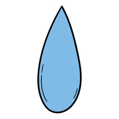 Hand drawn cartoon drop of water on white background.