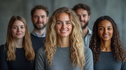Obraz premium Friendly Diverse Group of Coworkers in Office Setting