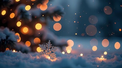 Christmas ornaments on a twinkling Christmas tree create a festive mood in a cozy room