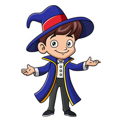 Cute little magician boy cartoon