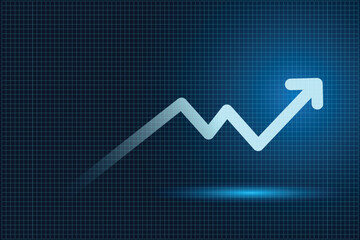 Futuristic raise arrow chart digital transformation abstract technology background. Big data and business growth currency vector illustration design background