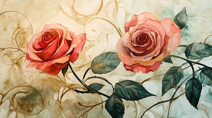 Watercolor flowers for design card, postcard, textile, flyer