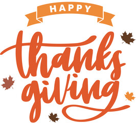 Happy Thanksgiving Day hand drawn lettering card. Calligraphy text banner.	
