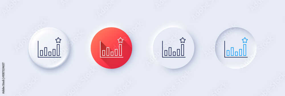 Poster efficacy line icon. neumorphic, red gradient, 3d pin buttons. business chart sign. analysis graph sy