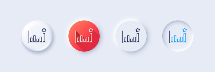 Efficacy line icon. Neumorphic, Red gradient, 3d pin buttons. Business chart sign. Analysis graph symbol. Line icons. Neumorphic buttons with outline signs. Vector