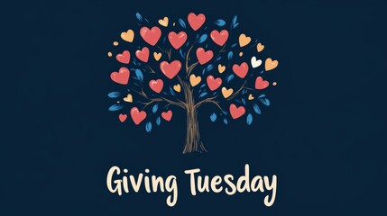 Heart shaped leaves on a small tree symbolize generosity for Giving Tuesday's kindness and community support