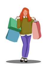 Beauty Girl With Shopping Bag