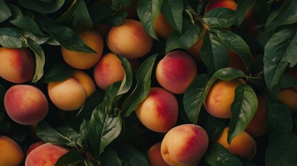 Peaches with leaves 
