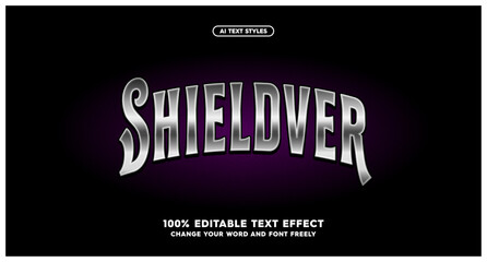 Shieldver: Futuristic silver text effect with polished metallic letters. Ideal for high-tech logos, captivating headlines, and cosmic typography. Perfect for innovative and cutting-edge designs.