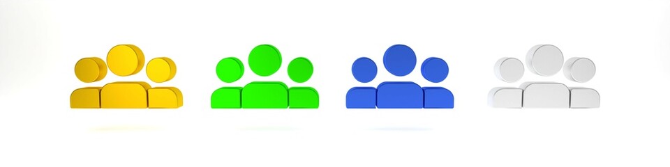 Colorful Users group icon isolated on white background. Group of people icon. Business avatar symbol - users profile icon. Minimalism concept. 3D render illustration