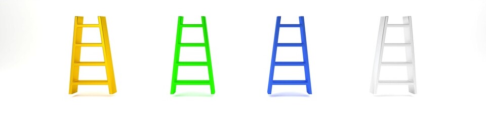 Colorful Stair with finish flag icon isolated on white background. Career growth business concept. Concept of business development. Minimalism concept. 3D render illustration