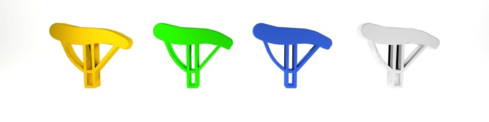 Colorful Bicycle seat icon isolated on white background. Bicycle saddle. Minimalism concept. 3D render illustration
