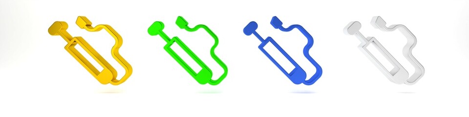 Colorful Bicycle air pump icon isolated on white background. Minimalism concept. 3D render illustration