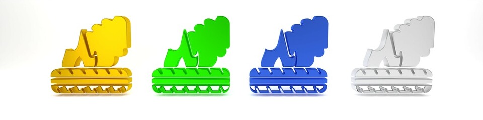 Colorful Lying burning tires icon isolated on white background. Minimalism concept. 3D render illustration