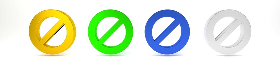 Colorful Ban icon isolated on white background. Stop symbol. Minimalism concept. 3D render illustration