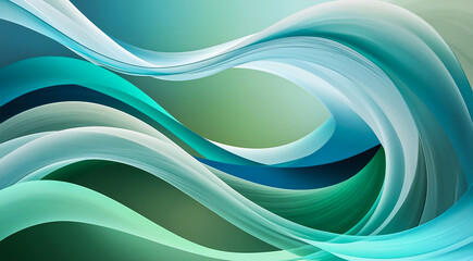 Mesmerizing Abstract Waves in Cool Blues and Greens - AI-Generated Image