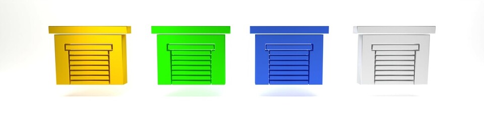 Colorful Garage icon isolated on white background. Minimalism concept. 3D render illustration