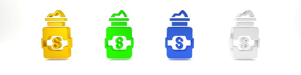 Colorful Jar of sugar icon isolated on white background. Minimalism concept. 3D render illustration