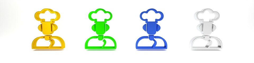 Colorful Cook icon isolated on white background. Chef symbol. Minimalism concept. 3D render illustration