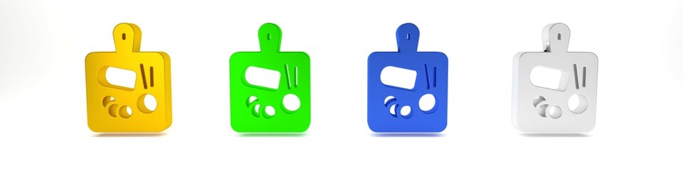 Colorful Cutting board icon isolated on white background. Chopping Board symbol. Minimalism concept. 3D render illustration