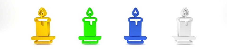 Colorful Aroma candle icon isolated on white background. Minimalism concept. 3D render illustration