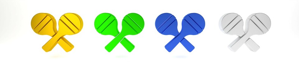 Colorful Maracas icon isolated on white background. Music maracas instrument mexico. Minimalism concept. 3D render illustration