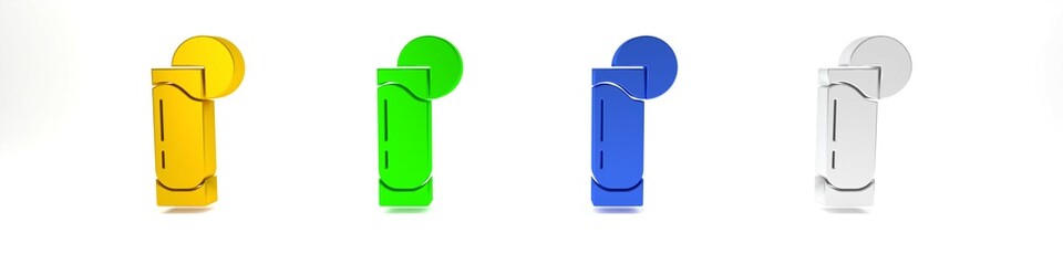 Colorful Tequila glass with lemon icon isolated on white background. Mexican alcohol drink. Minimalism concept. 3D render illustration