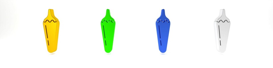 Colorful Hot chili pepper pod icon isolated on white background. Design for grocery, culinary products, seasoning and spice package, cooking book. Minimalism concept. 3D render illustration