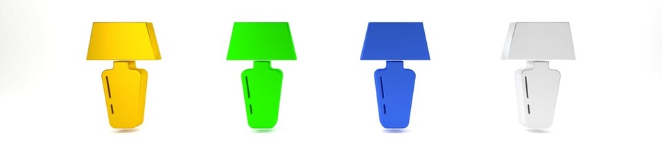 Colorful Table lamp icon isolated on white background. Desk lamp. Minimalism concept. 3D render illustration