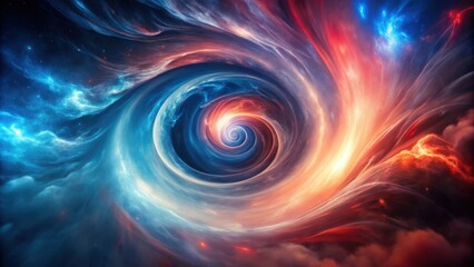 Obraz premium Abstract Spiral of Cosmic Energy, a Symphony of Blue and Red Hues, in a Celestial Dance of Light and Shadow