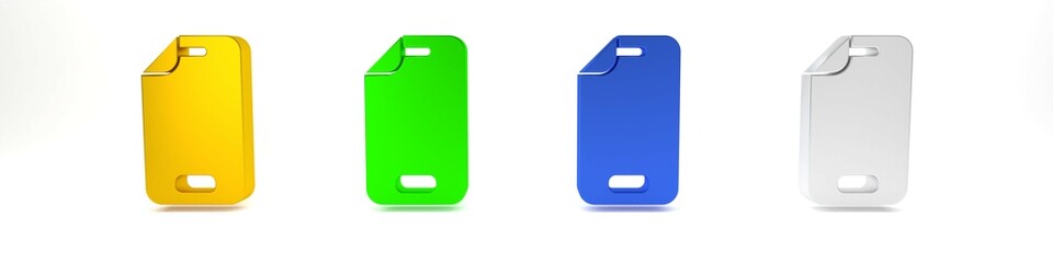 Colorful Glass screen protector for smartphone icon isolated on white background. Protective film for glass. Transparent soft glass for mobile phone. Minimalism concept. 3D render illustration