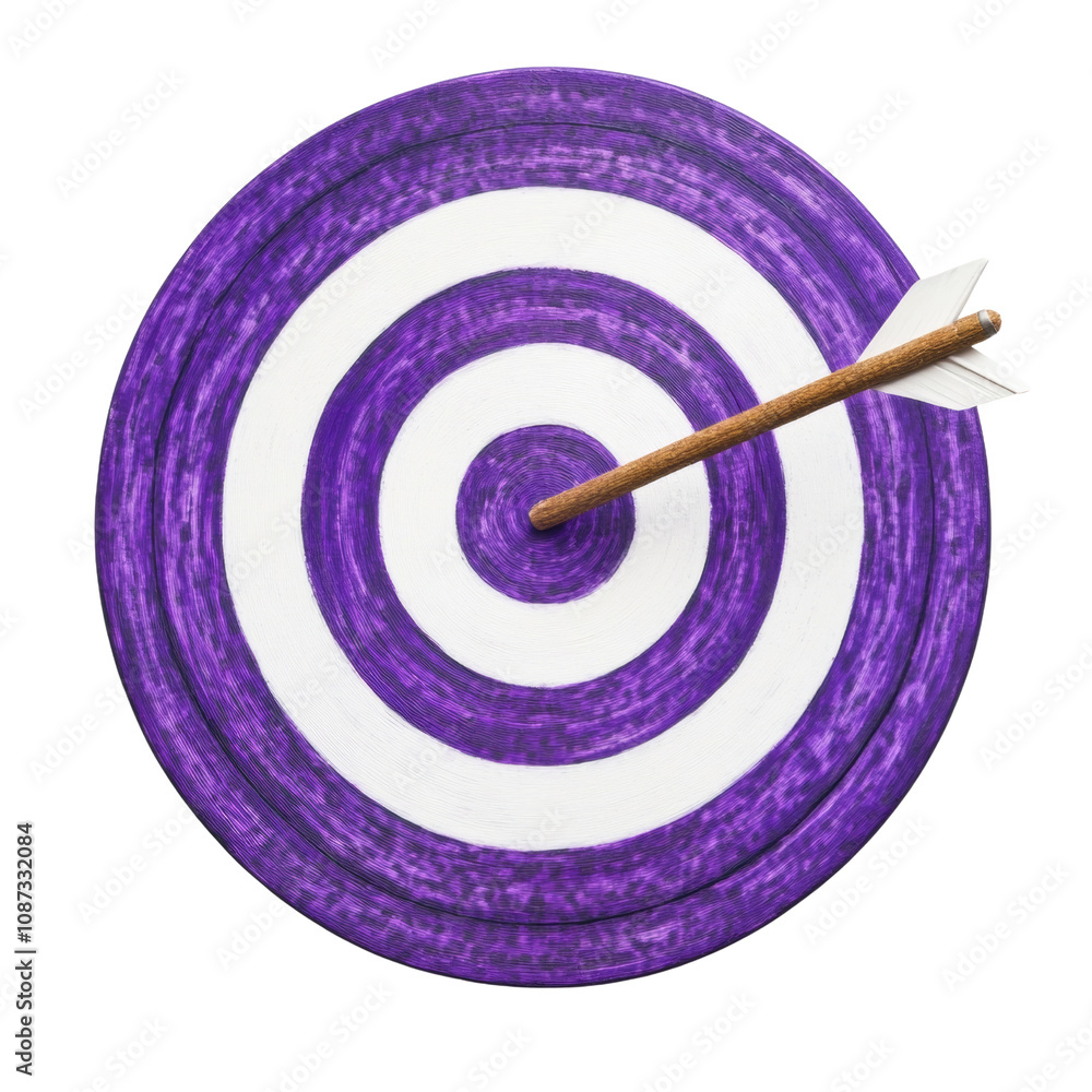 Poster purple bullseye with arrow isolated transparent background