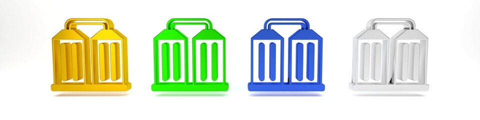 Colorful Granary icon isolated on white background. Silo with grain, elevator, granary, factory. Warehouse of grain crops. Minimalism concept. 3D render illustration