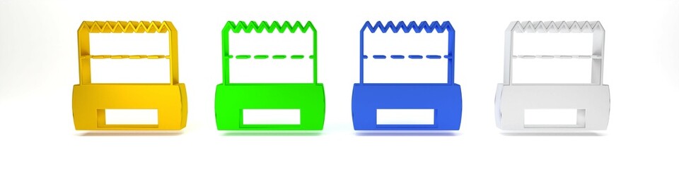 Colorful Hygienic dog bag with poop icon isolated on white background. Dog shit in bag. Cleaning the park after walking pets concept. Minimalism concept. 3D render illustration