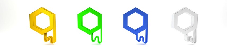 Colorful Honeycomb icon isolated on white background. Honey cells symbol. Sweet natural food. Minimalism concept. 3D render illustration