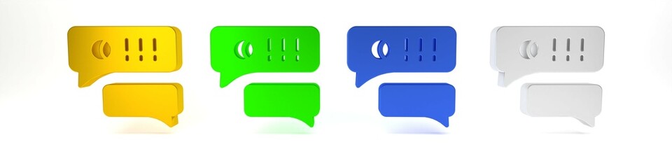 Colorful Speech bubble chat about baseball game icon isolated on white background. Message icon. Communication or comment chat symbol. Minimalism concept. 3D render illustration