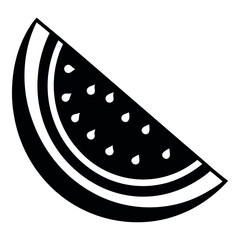 Black and white silhouette watermelon slice with seeds vector illustration